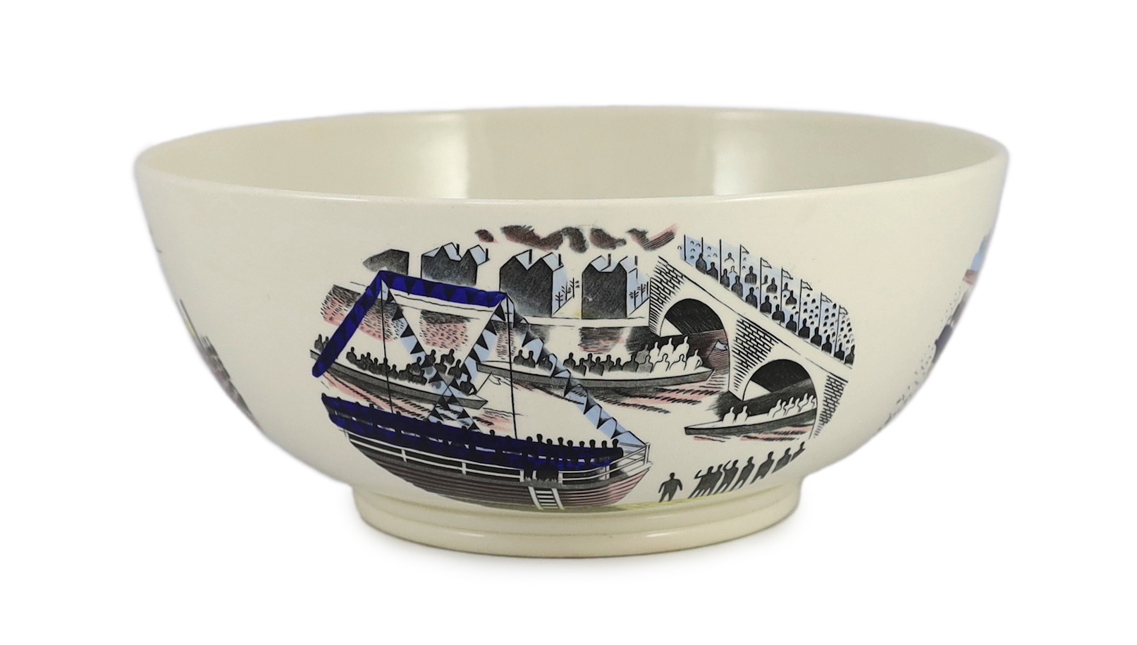 Eric Ravilious (1903-1942) for Wedgwood, a 'Boat Race' large bowl, c.1938, 30cm diameter
